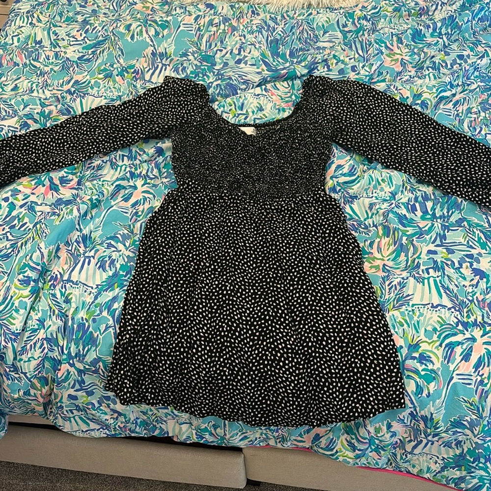 Black with white polka dots